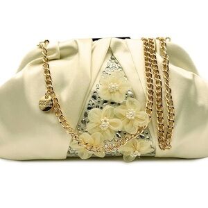 Badgley Mischka Cream Clutch with Gold Chain